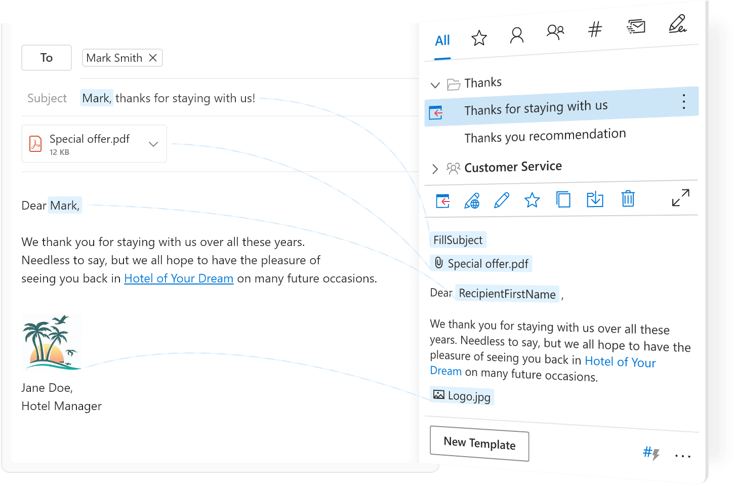 Create outlook email template with fillable fields mopasx