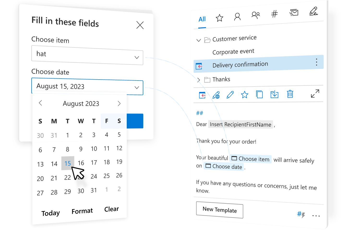 Add fillable text fields, drop-down menus, and date-picker calendars.