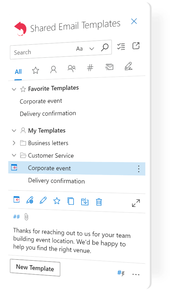 Create shared email templates for Outlook.
