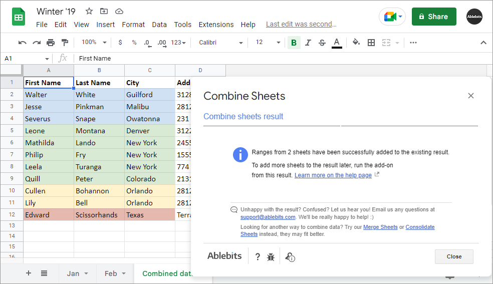 Import additional Google sheets to your existing result later