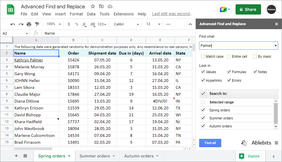 Search the value in all data types