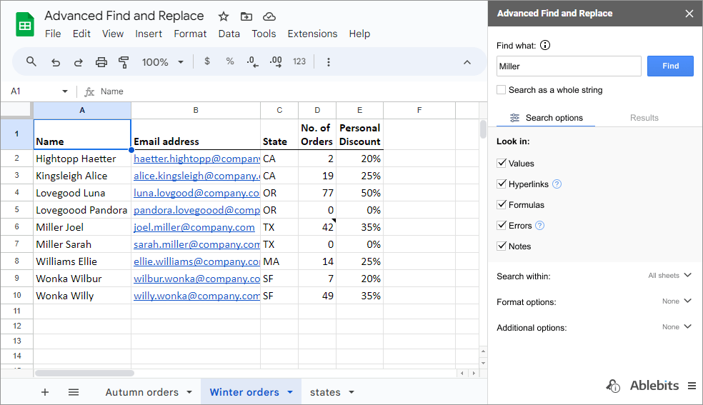 Advanced Find and Replace for Google Sheets