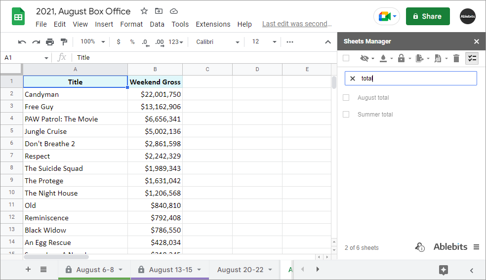 Handle Multiple Selected Google Sheets In One Go