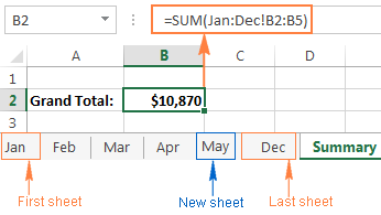 Including a new sheet in an Excel 3D reference