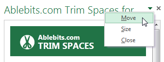 Click on this arrow to move, resize or close the Trim Spaces window