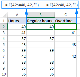 Extract regular and overtime hours
