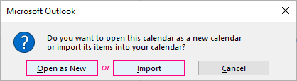 Open the ICS file as a new calendar or import its events into your existing calendar.