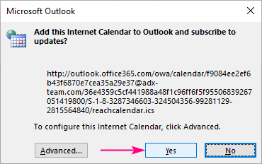 How to add calendar to Outlook: shared Internet calendar iCal file