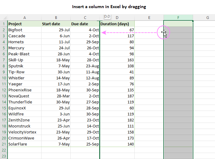 How to insert column in Excel: single, multiple, every other