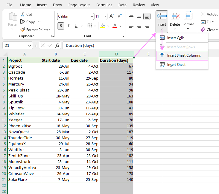 column-excel