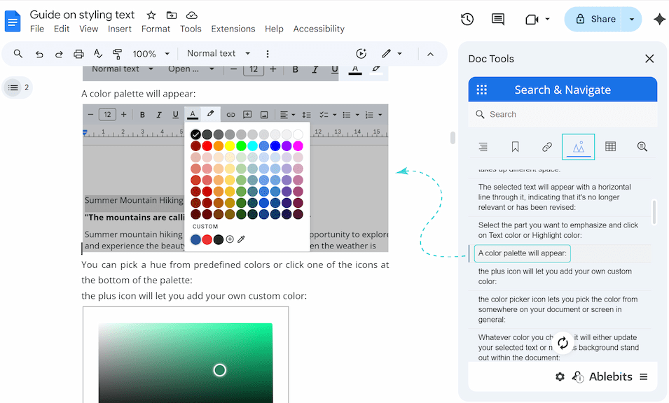 Sidebar list of all images and tables with titles for instant navigation.
