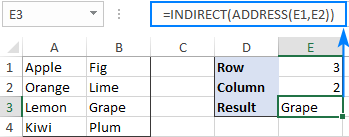 Excel ADDRESS function to get cell address and more