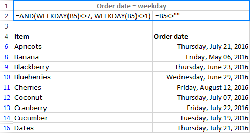 Filtering weekdays in Excel