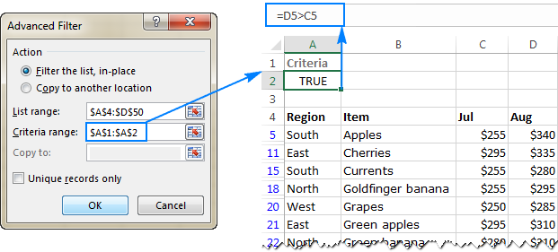 Criteria Range Excel Advanced Filter