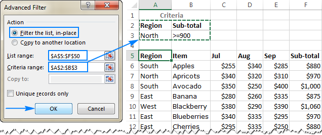 filter excel for mac