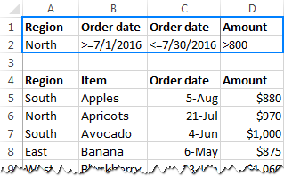 Setting up the criteria range for dates and numbers