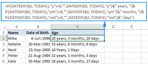 Date Month Year Calculator In Excel