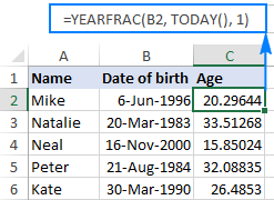 How To Calculate Age In Excel From Birthday