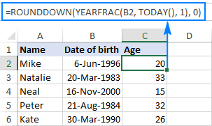 An improved YEARFRAC formula to calculate age in years