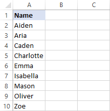 example alphabetical order