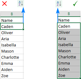 To exclude column headers from sorting, select only the data rows, and then sort.