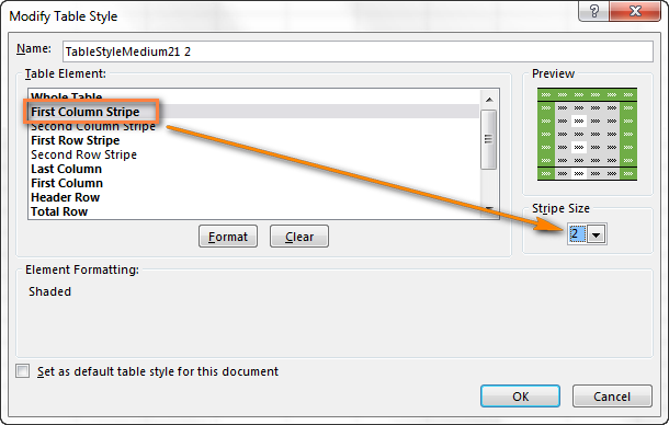 in word 2010 for a mac what does banded rows mean