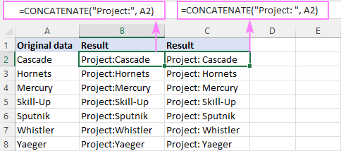 add text to front of cell in excel