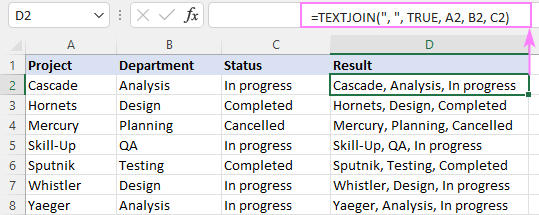 Combine text from multiple cells