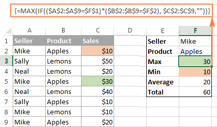 Using several functions in Excel array formulas