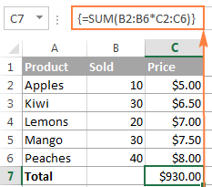 Using array constants in Excel