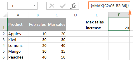 A single-cell MAX array formula