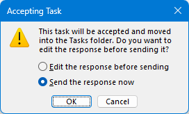 Choose how to reply to the task assignment request.