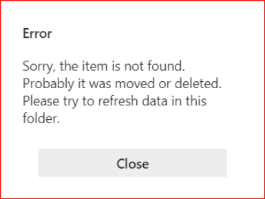 Error: item not found