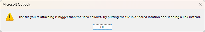 The file you're attaching is bigger than the server allows.