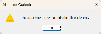 The attachment size exceeds the allowable limit.
