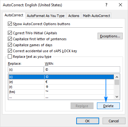 Turn off AutoCorrect in Excel for certain words.