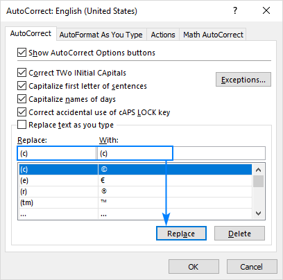 prevent excel 2016 for mac from autocorrecting all caps abbreviations