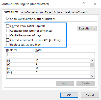Stop AutoCorrect in Excel.