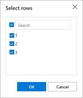 Select the dataset rows to paste in a table.