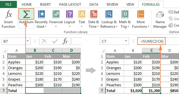 How to AutoSum in Excel