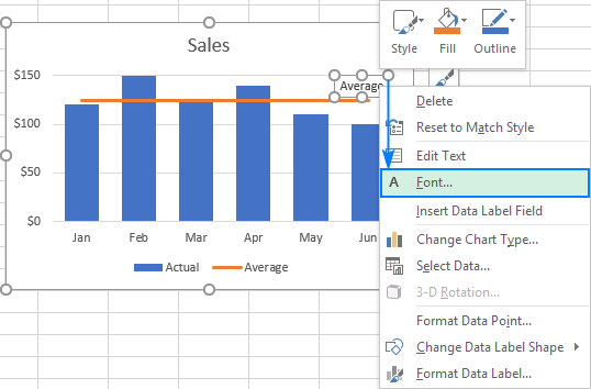 excel for mac change chart label font