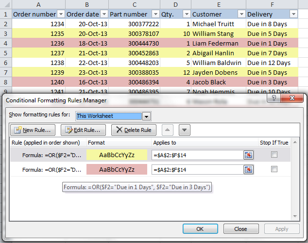 shade 14 rows at a time excel