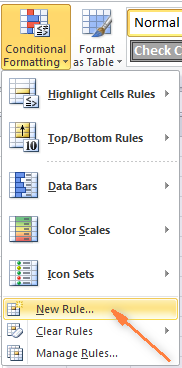 On the Home tab, click Conditional Formatting > New Rule…