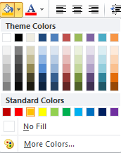 Change the background color of selected cells by clicking the Fill color button.