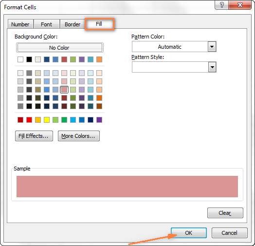 color gradient across multiple cells excel for mac