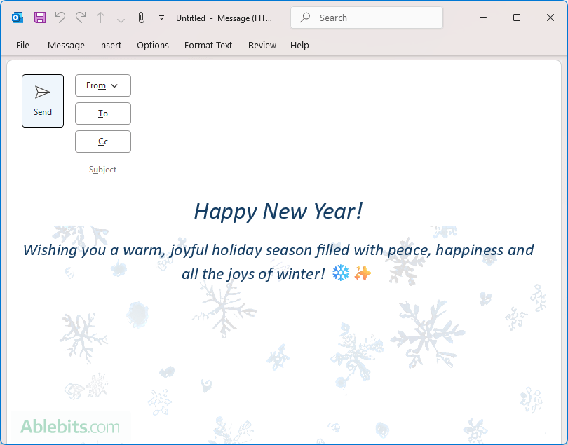 Add the background image to a new email.