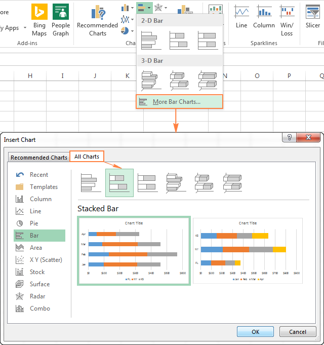 Clustered Cylinder Chart Excel