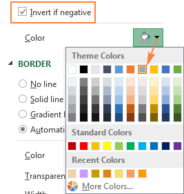 Choose the color for positive values to make the color option for negative values show up.