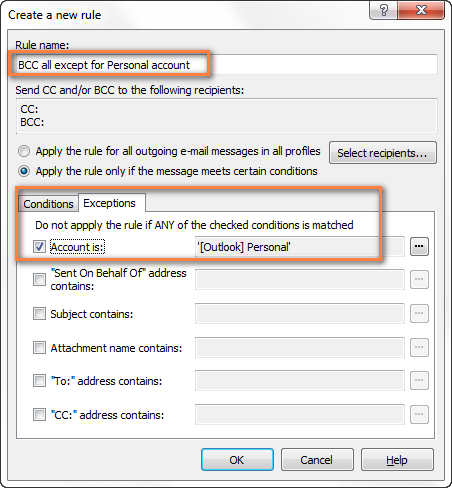 how to send mail in bcc in outlook 2010