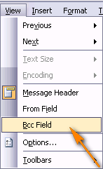 Display the Bcc field in Outlook 2003.